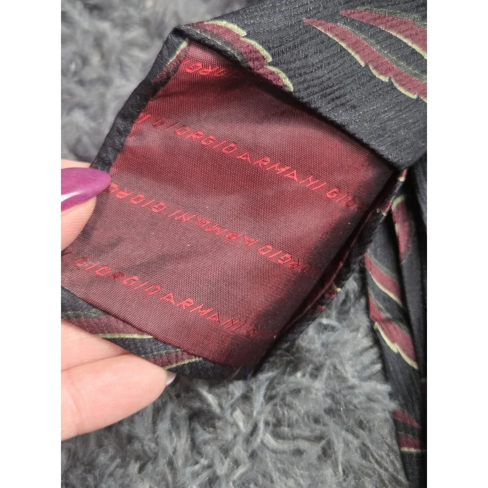 Vintage Giorgio Armani 100% Silk Black Red  Neck Tie Geometric‎ Classic Sexy